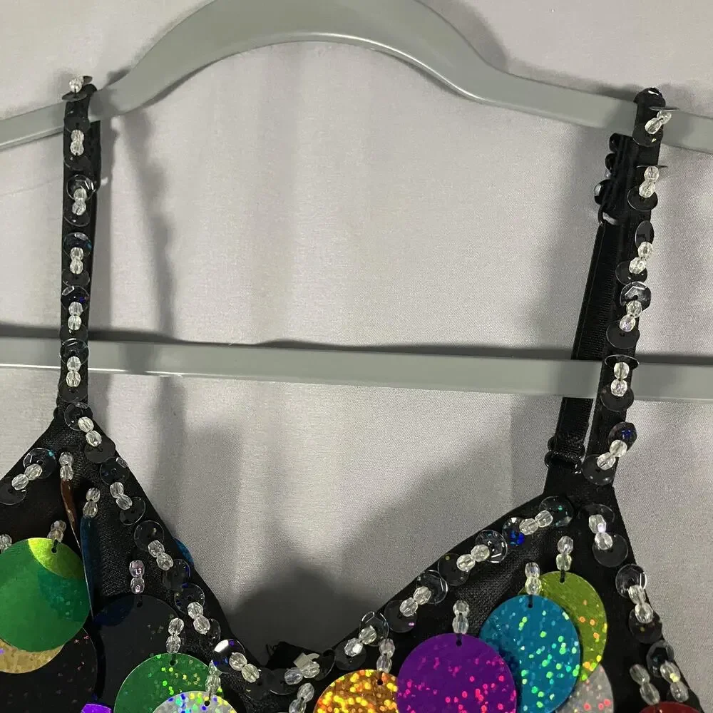 Weissman Dance Dress Girls MC Black‎ Multicolor Sequin Tutu Costume Recital